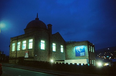 Darwen Library Theatre at night 